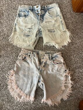 Free people One teaspoon Light Wash Frayed Hem Denim Shorts - Women -24